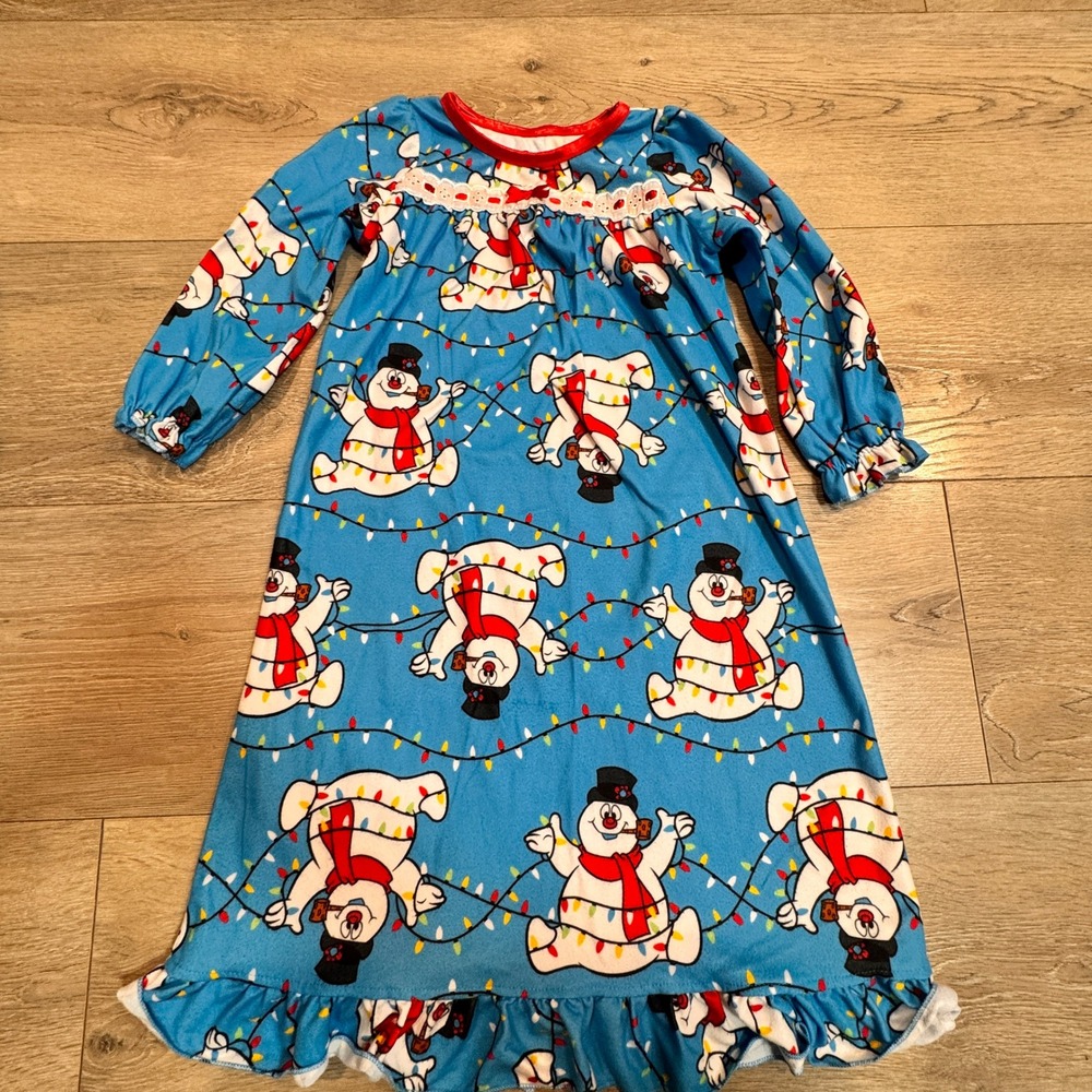 Frosty the Snowman Christmas Pajama Nightgown Size 3T Flame‎ Resistant Blue